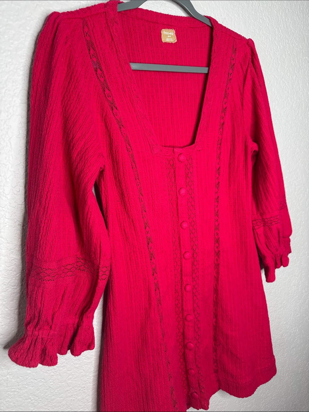 Free People Free-est Jules Mini Dress Medium Magenta Square Neck - Picture 3 of 7